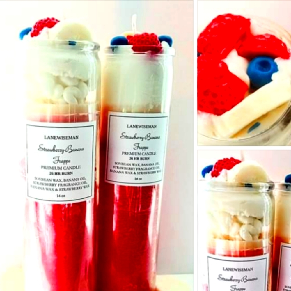 Strawberry -Banana Frappe Premium Candles 14 oz